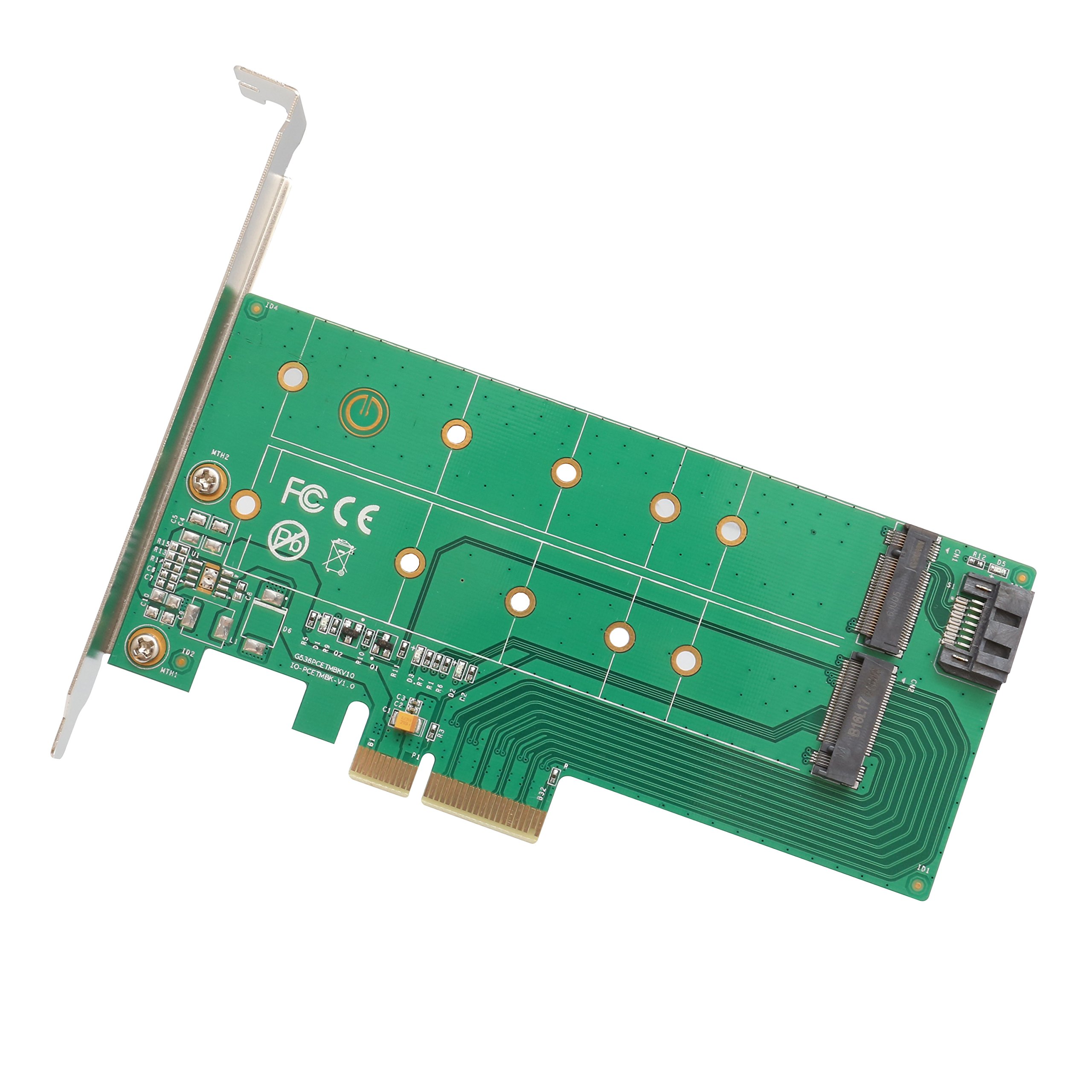 IO Crest SI-PEX40122 1 Slot M.2 M-Key and 1 Slot M.2 B-Key/SATA PCI-Express 2.0 x 4 Adapter Card - Red, SI-PEX40122