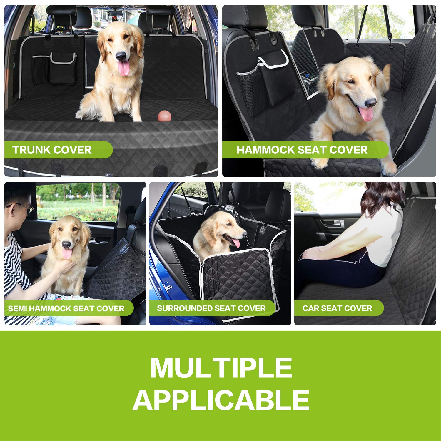 Pecute Pet Back Vehicle Cushion Full Enclosure Waterproof & Thickened Durable Belt with Perspective Net & Receiving Bag, Suitable for Various Types of Vehicles