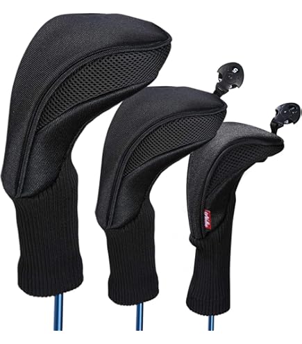 Amazon.com : Black Golf Zipper Head Covers 3 5 7 Fairway Woods