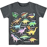 Lovekider Cotton Shirt for 2-6T Boys Truck Dinosaur Toddler Kids T-Shirt Short Sleeve Excavator Construction T-Rex Tee Shirts