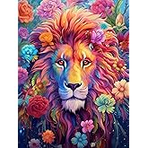 KEUASDV Diamond Painting Kits for Adults, Flower Lion 5D DIY Diamond Art Kits Full Drill Diamond Dots for Gift Wall Decor and Relaxation Gem Arts 12x16 inch