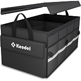 K KNODEL Trunk Organizer with Lid for Car, SUV, and Truck (Medium, Black) | Collapsible Car Storage Organizer, Car Organizers and Storage for Sedan, Cargo Organizer, Car Bin, Basket,Bag, Organization