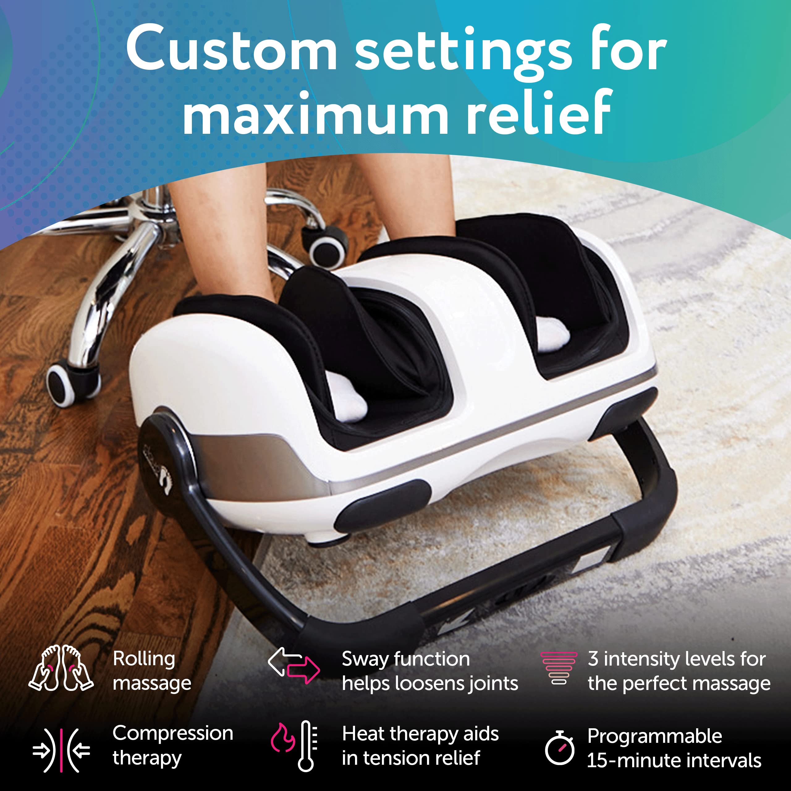 Cloud Massage Shiatsu Foot Massager for Circulation and Pain Relief - Foot Massager Machine for Relaxation, Plantar Fasciitis Relief, Neuropathy, Heat Therapy - FSA/HSA Eligible (White - No Remote)