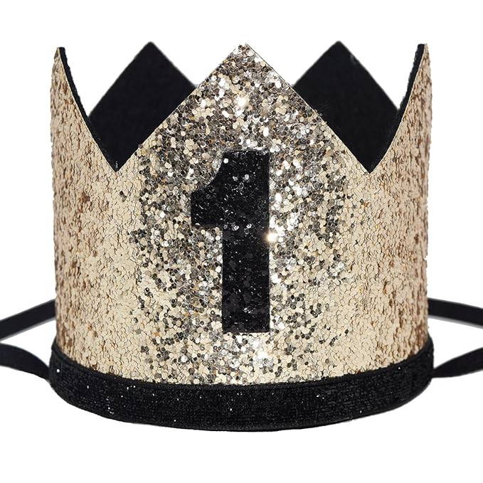 Amazon Com Maticr Glitter Baby Boy First Birthday Crown Number 1