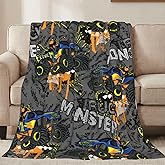 Jbofyee Monster Trucks Cars Throw Blankets All Season Ultra Soft Warm Fleece Blanket for Home Bed Sofa Couch Chair Outdoor Travel Camping 50x40 Inch