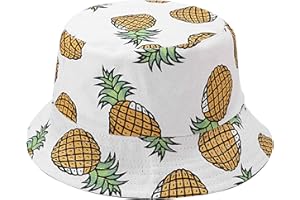 Joylife Unique Pineapple Pattern Bucket Hat Unisex Fruit Print Fisherman Cap Summer Packable Reversible Sun Hat