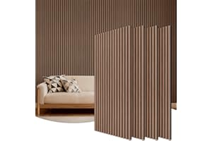 TONOR Wood Wall Panels for Interior Wall Decor, 4 Pack 47.2" x 23.6"(31ft²) Wood Slat Acoustic Panels, Soundproof Wall Panels for Noise Cancelling and Decoration, Living Room, Bedroom, Office, Walnut