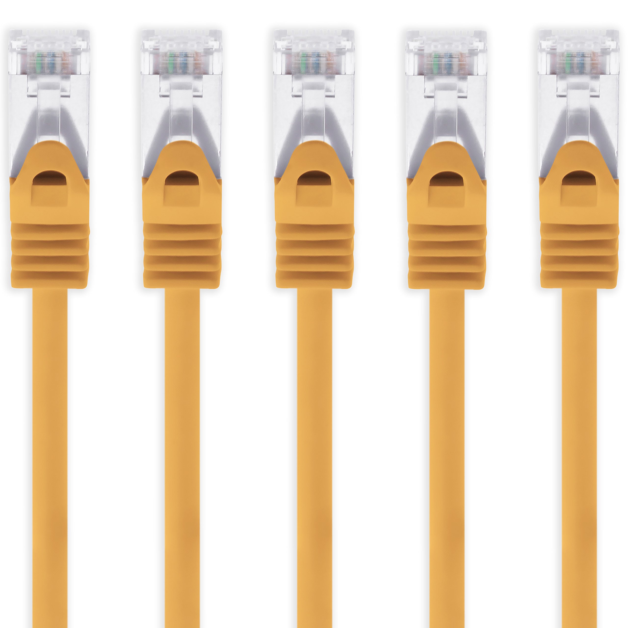 1aTTack.de 0.5m - orange - 5 pieces Cat7 network cable SFTP patch cable Lanka cable raw cable 10GB/s - 500 MHz assembled with 2 RJ45 plugs Cat 6a