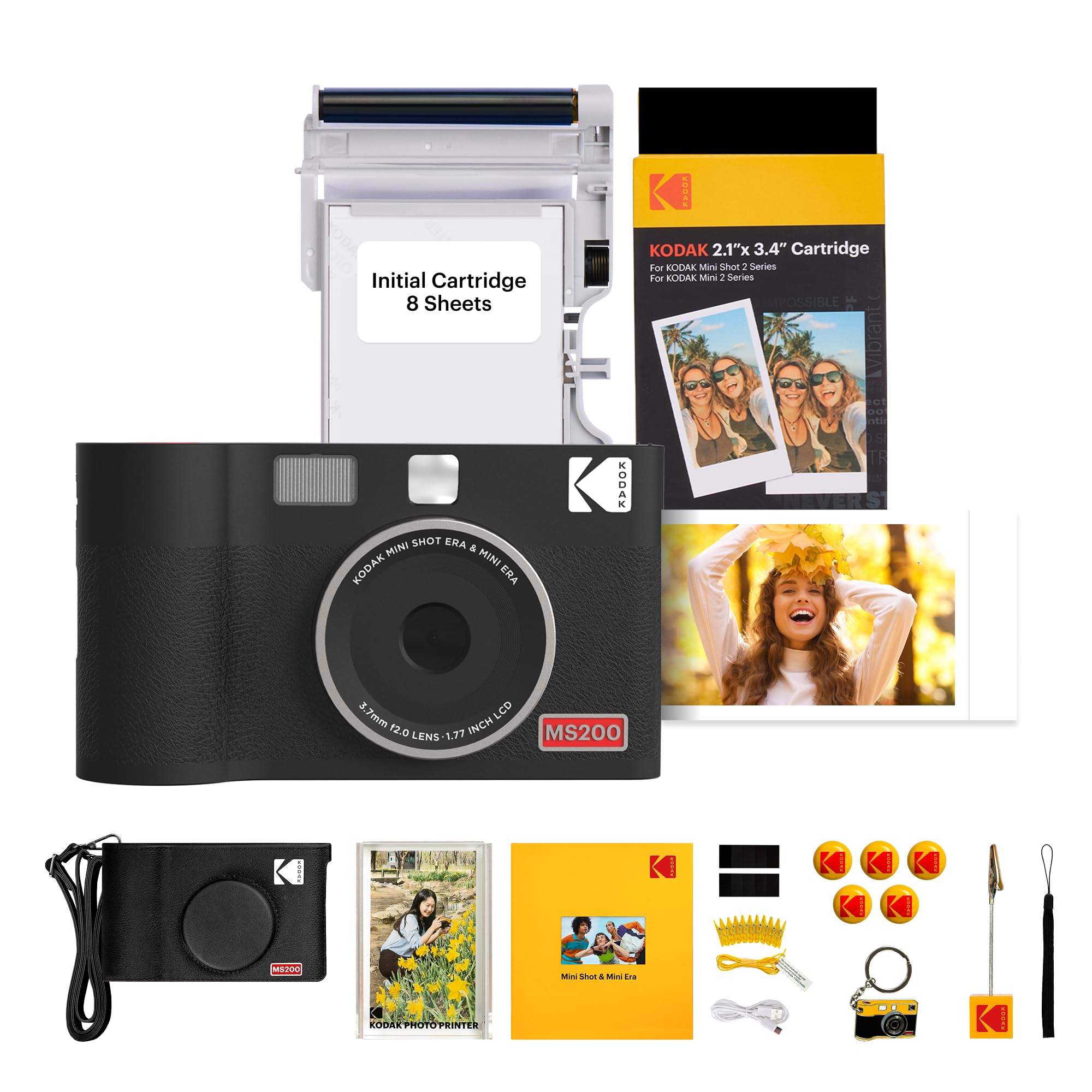 KODAK Mini Shot 2 Era 2x3” Instant Digital Camera & Photo Printer, 38 Sheets Gift Bundle, 2-in-1 Portable Print Camera, Bluetooth Smartphone Printer for iOS & Android, 4PASS Dye Sublimation