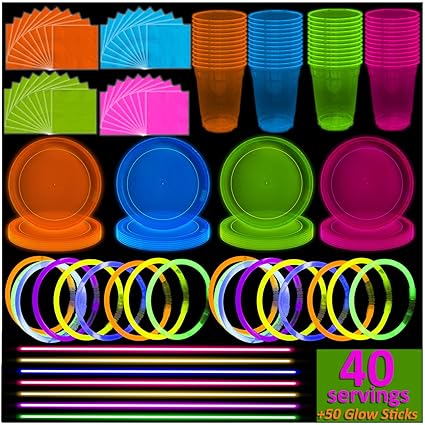 Glow Party Cups Neon Birthday Party Supplies Tableware Fluro