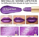 Oulac Metallic Shine Glitter Lipstick Purple High Impact Lipcolor 4.3 g Vegan view 3