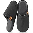 VeraCosy Men's Corduroy Scuff Slippers Soft Comfy Memory Foam Non-slip Indoor House Shoes