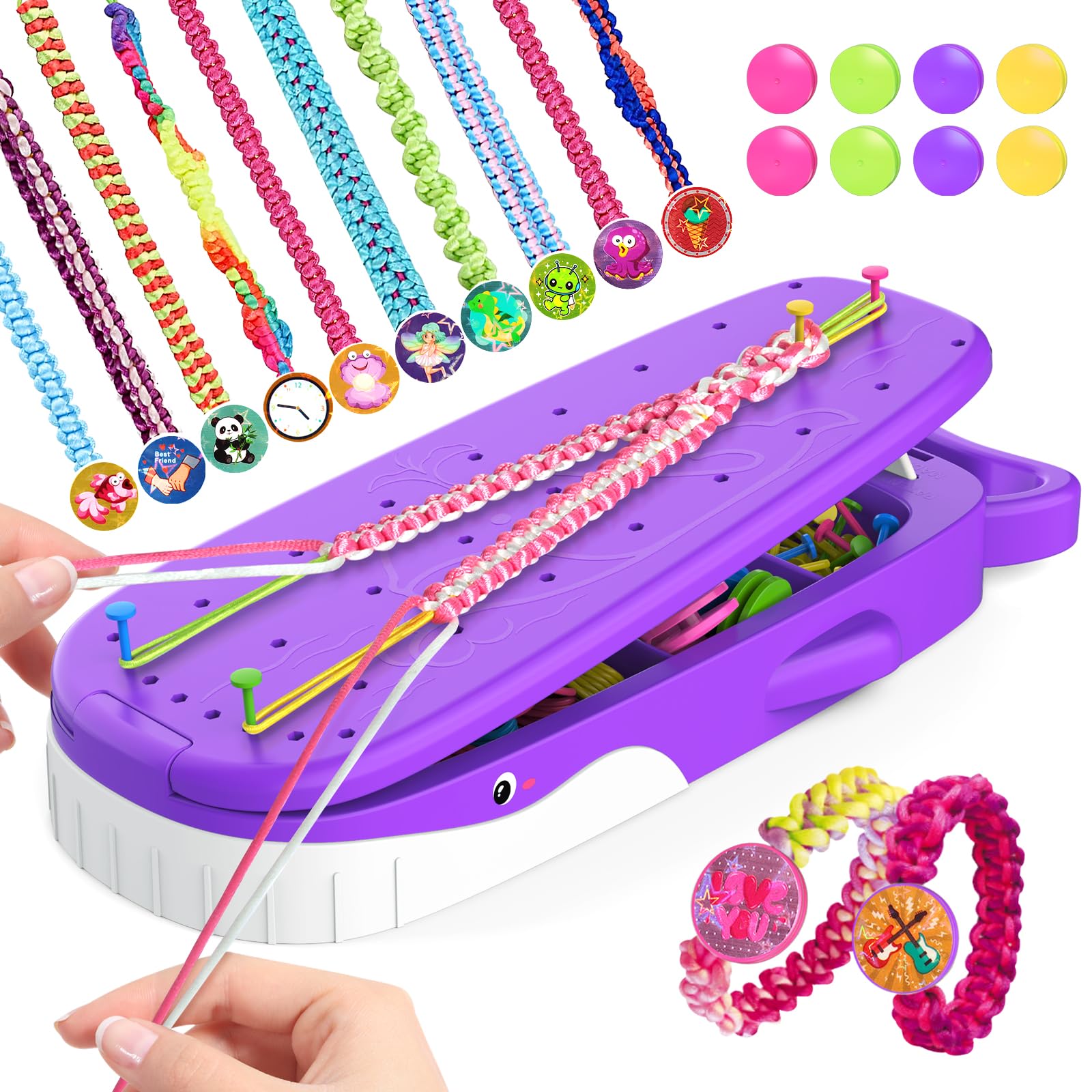 Bracelet Making Kit for Girls, Whale Shaped Jewellery Making Kit Crafts for Girls Ages 6-12, DIY Bracelet String Travel Rewarding Activity Set, 6 7 8 9 10 11 12 Years Old Girl Birthday Gift (Purple)