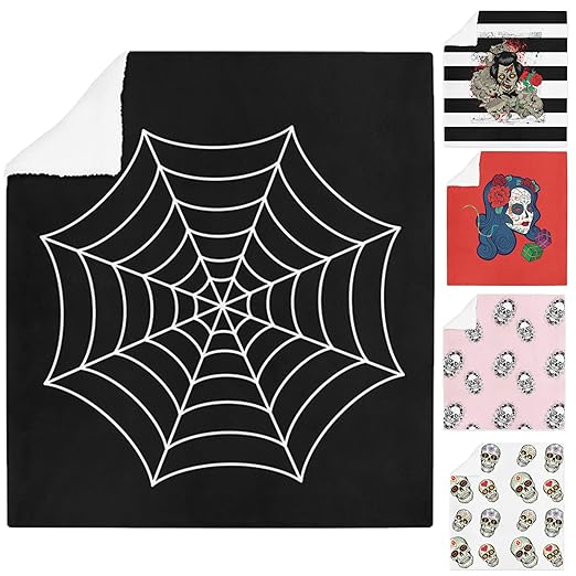 Adam Home 3D Digitaldruck Druck Soft Sherpa Halloween Fleecedecke Bett Wirft Und Couch Vibrierende Farben - Spider Web - Medi