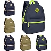 SUPRANICE 6-Pack 17" School Backpacks - Bulk Wholesale Bookbags for Elementary Kids, Middle, and High School Boys Girls, Assorted 3 Colors, Durable Reliable mochila to give away