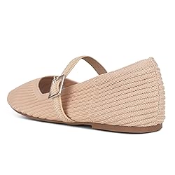 CELNEPHO Nude Flats for Women Square Toe Ballet