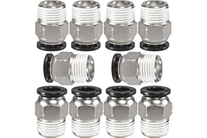 MSAEIQUN 3/8 Air hose fittings, Push to Connect Air fittings Male Straight 3/8 Inch Tube OD x 3/8 NPT Thread Fitting (Pack of 10)