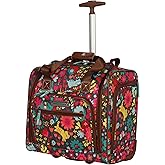 Lily Bloom Designer 15 Inch Carry On - Weekender Overnight Business Travel Luggage - Lightweight 2- Rolling Wheels Suitcase - Under Seat Rolling Bag for Women (Playful Garden Gray)