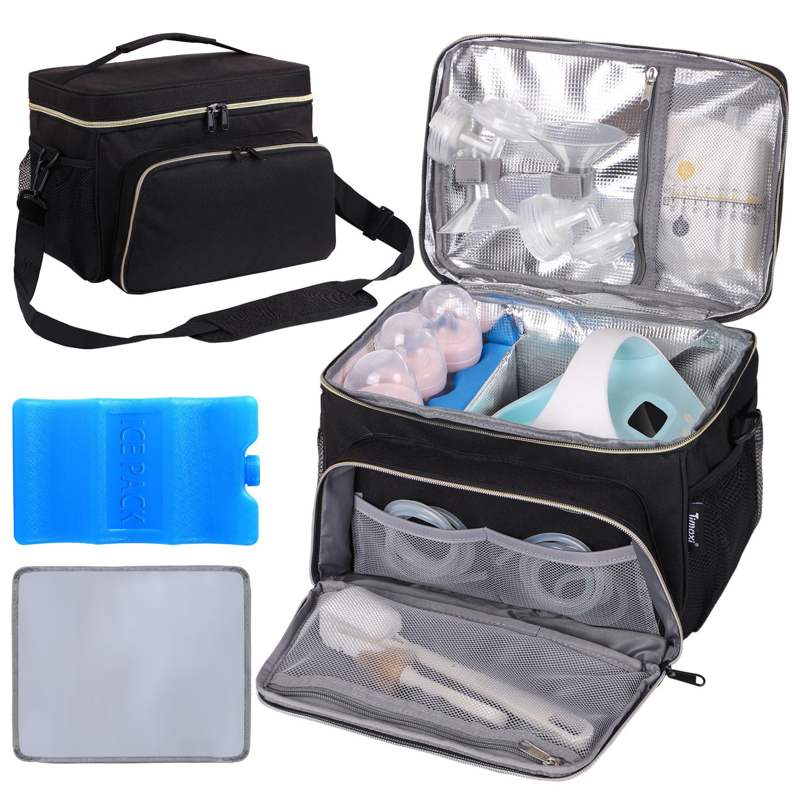 Photo 1 of Timoxi Breast Pump Bag Fit for Spectra S1 and S2, Pumping Bag with Breastmilk Ice Pack & Waterproof Mat, Perfect for Working Moms and Travel