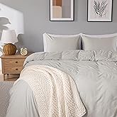 Soft Washed Duvet Cover Set King Size, 3pcs Prewashed Microfiber Cotton-Like Bedding Set, Duvet Cover 104 x 90 Inches with Button Closure, 2 Pillow Shams for All Seasons,Comforter Not Included (Linen)