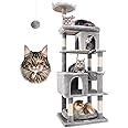 Globlazer S72 Heavy Duty Cat Trees for Large Cats, Sturdy 72in Maine Coon Cat Tree for Large Cats 20 lbs+ Heavy Duty Cat Tower for Adult Biggest Cats with 6 Scratching Posts, Hammock, Light Grey