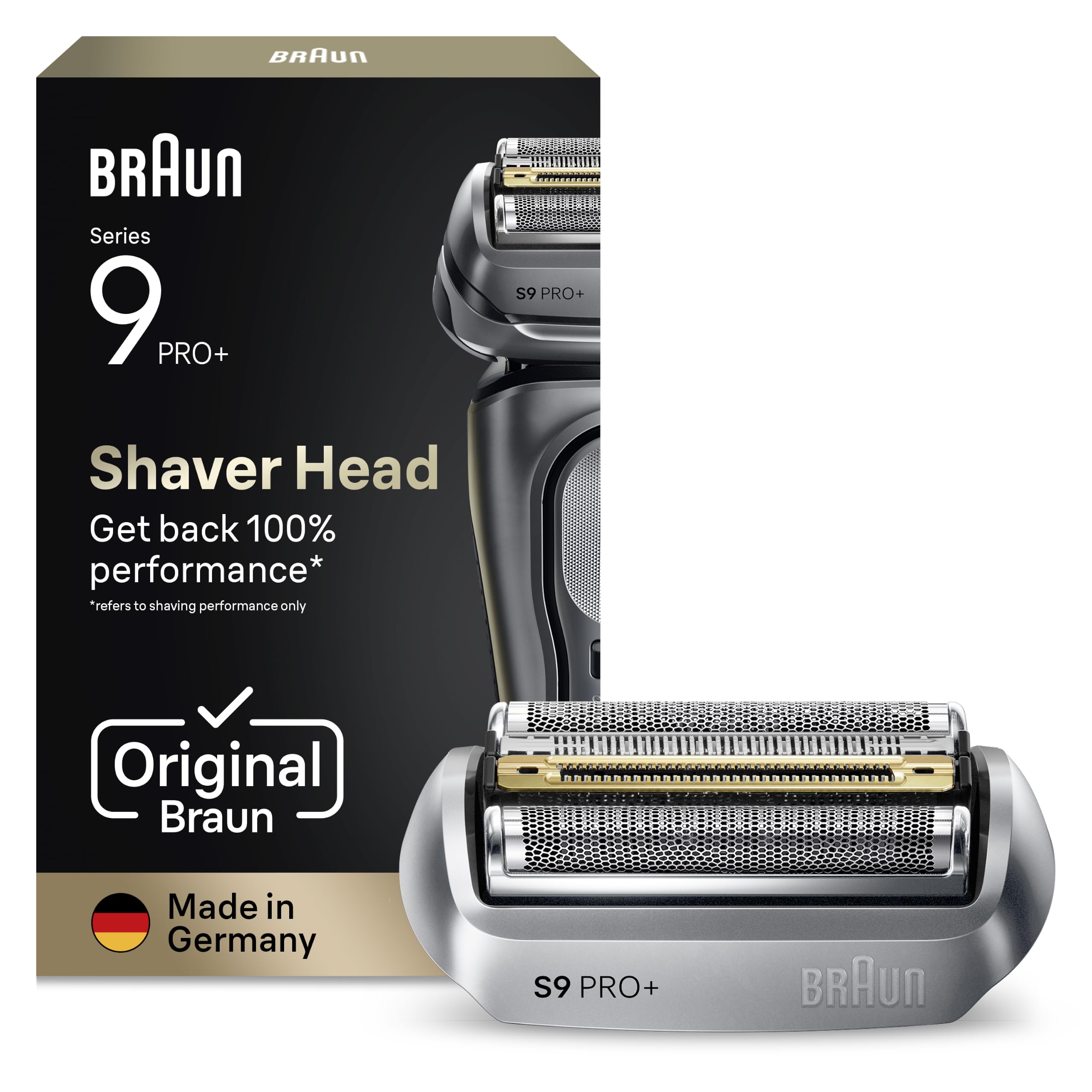 Braun Elektrorasierer Scherkopf Series 9 PRO+, 96M, Silber - Original Ersatzscherteil vom Hersteller, Hol dir 100 Prozent Leistung Zurück, Kompatibel mit allen Braun S9-Rasierern