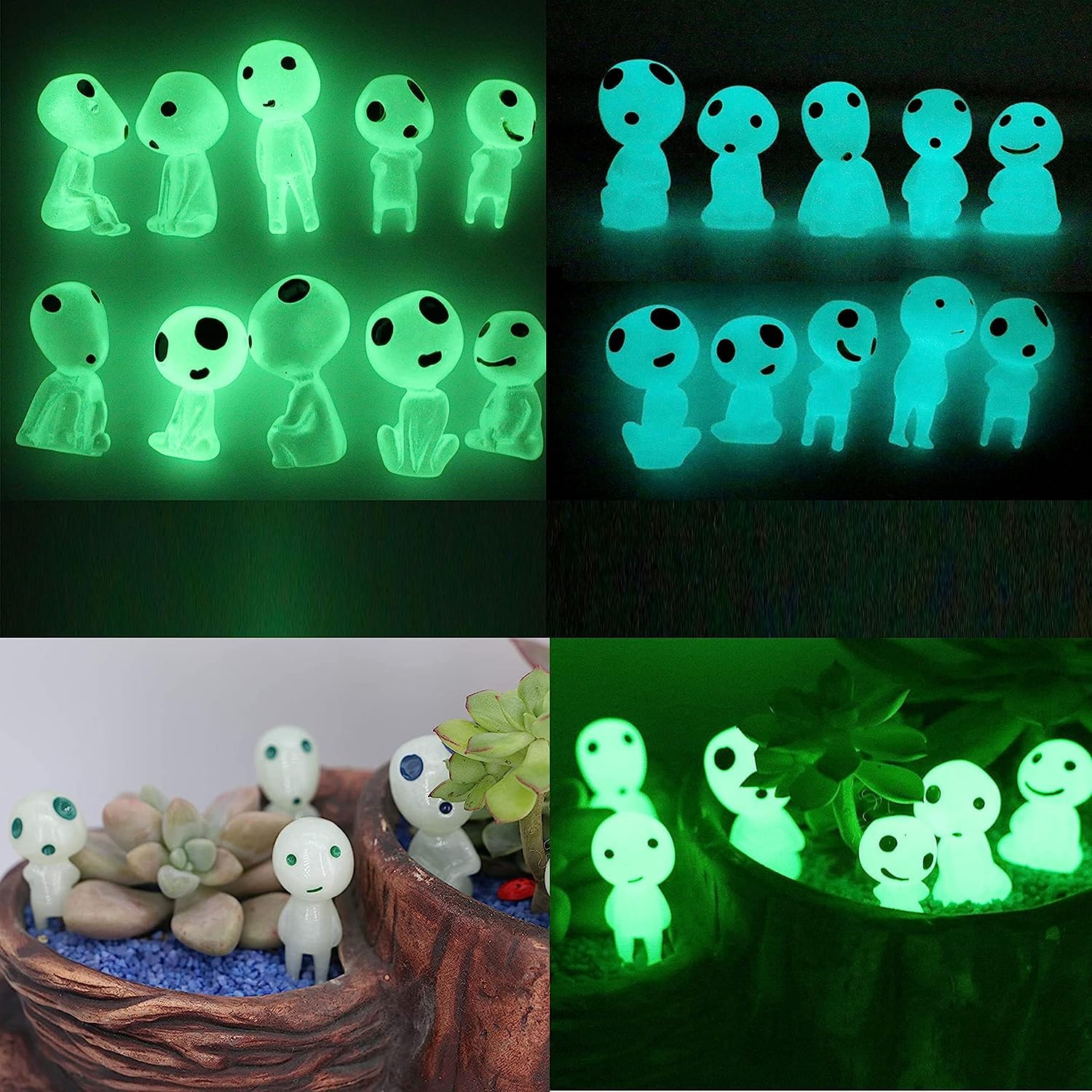 Qingo Fairy Garden Accessories Tree Elves Easter Egg Fillers Glow in Dark Basket Stuffers Garden Alien Decor Miniature for Micro Landscape Outdoor Status Patio Lawn Yard Kit