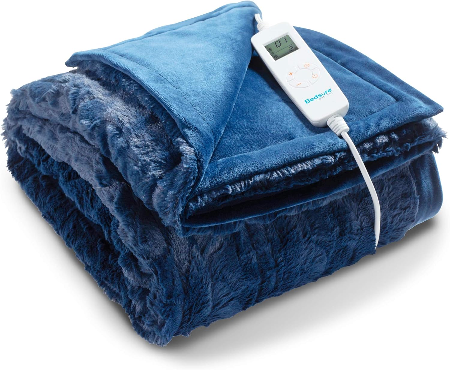 Bedsure Heated Blanket Throw Electric - with 6 Heat Setting, Fast - Heating Blanket 1/2/3/4 H Timer, Auto - Off, Low Voltage Fuzzy Super Soft Flannel Fleece Throw Blanket, 50 x 60 inch Navy Blue: Kitchen & Dining