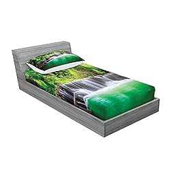 Lunarable Waterfall Fitted Sheet & Pillow Sham