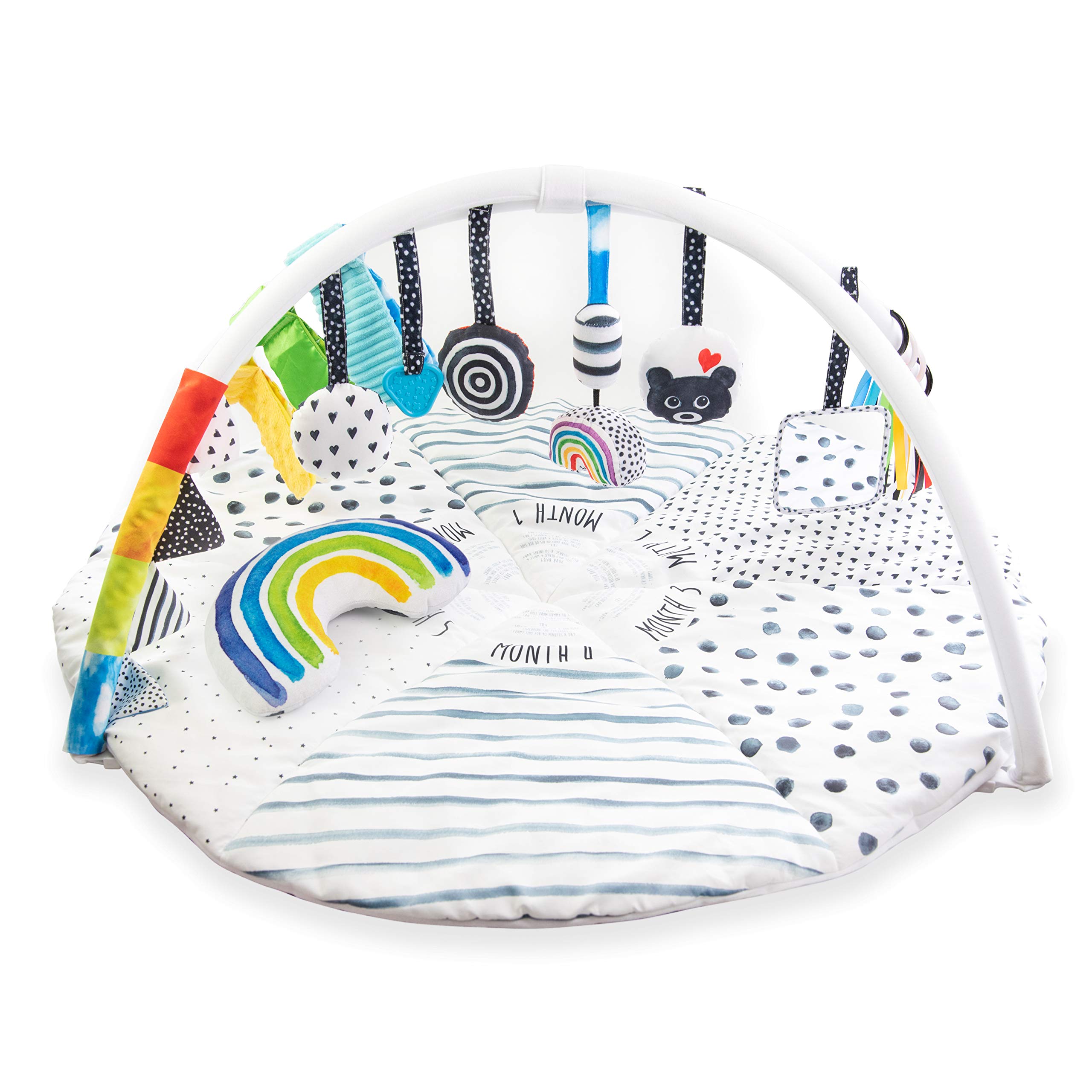 Photo 1 of *** SOME SMALL DIRT SPOTS ON RAINBOW PILLOW, DAMAGED BOX RIPPED/TORN*** Sassy Stages STEM Developmental Play Gym, Sensory Tummy Time Activity Play Mat w/Built-in Instructions, Ultra Plush & Machine Washable Playmat for Babies & Toddlers, 0+ Months