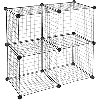 AmazonBasics 4 Cube Grid Wire Storage Shelves, Black