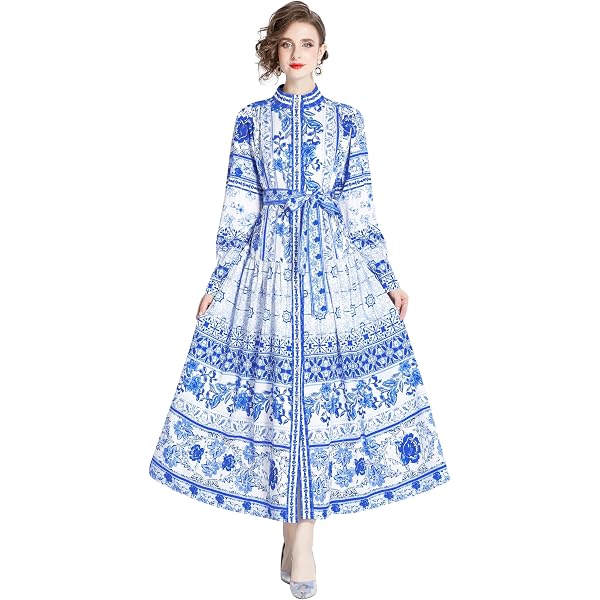 LAI MENG FIVE CATS Women's Long Sleeve Midi Dress – Puff Sleeve, Empire Waist, Flowy A-Line For Parties & Events - View #3