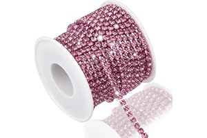 DROPOWER 4MM Crystal Rhinestone Close Chain Trim 10 Yards Rhinestone Banding Claw Cup Chain for Sewing Crafts, DIY Decoration, Jewelry, Clothing, Shoes Rose