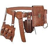 Renaissance Accessories Belt Pouch Medieval Pirate Leather Belt Viking Witch Potion Bottle Costume Men Women for Ren Fair Halloween (B Brown)