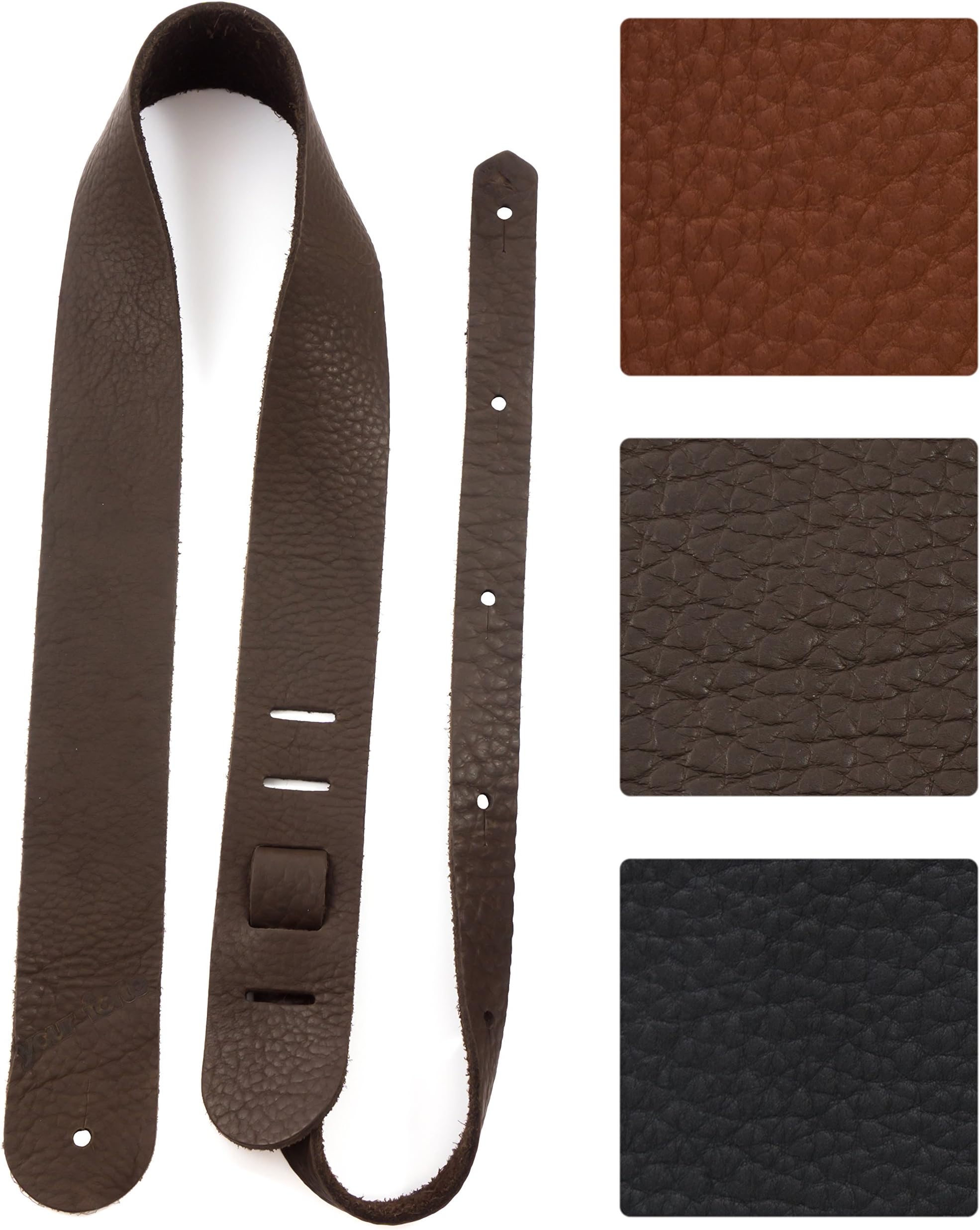 Your Forte Leather Guitar Strap - Fits Acoustic, Electric, and Bass Guitars, Adjustable to Any Player - Cool Classic Vintage Look, American-made, Thin, Soft, Light, Comfortable, Durable, Bison Leather
