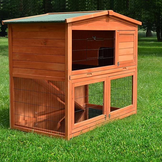 Zooprimus Kaninchenstall 23 Hasenkäfig - HASENHAUS-M - Stall für Außenbereich (GRÖßE: (M) | für Kleintiere: Hasen, Kaninchen,