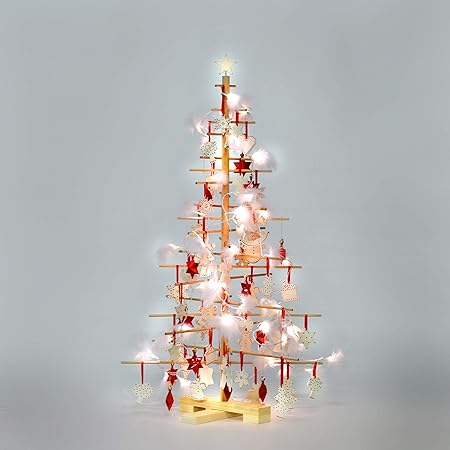 Xmas3 M Albero Di Natale In Legno Naturale 68 X 68 X 125 Cm