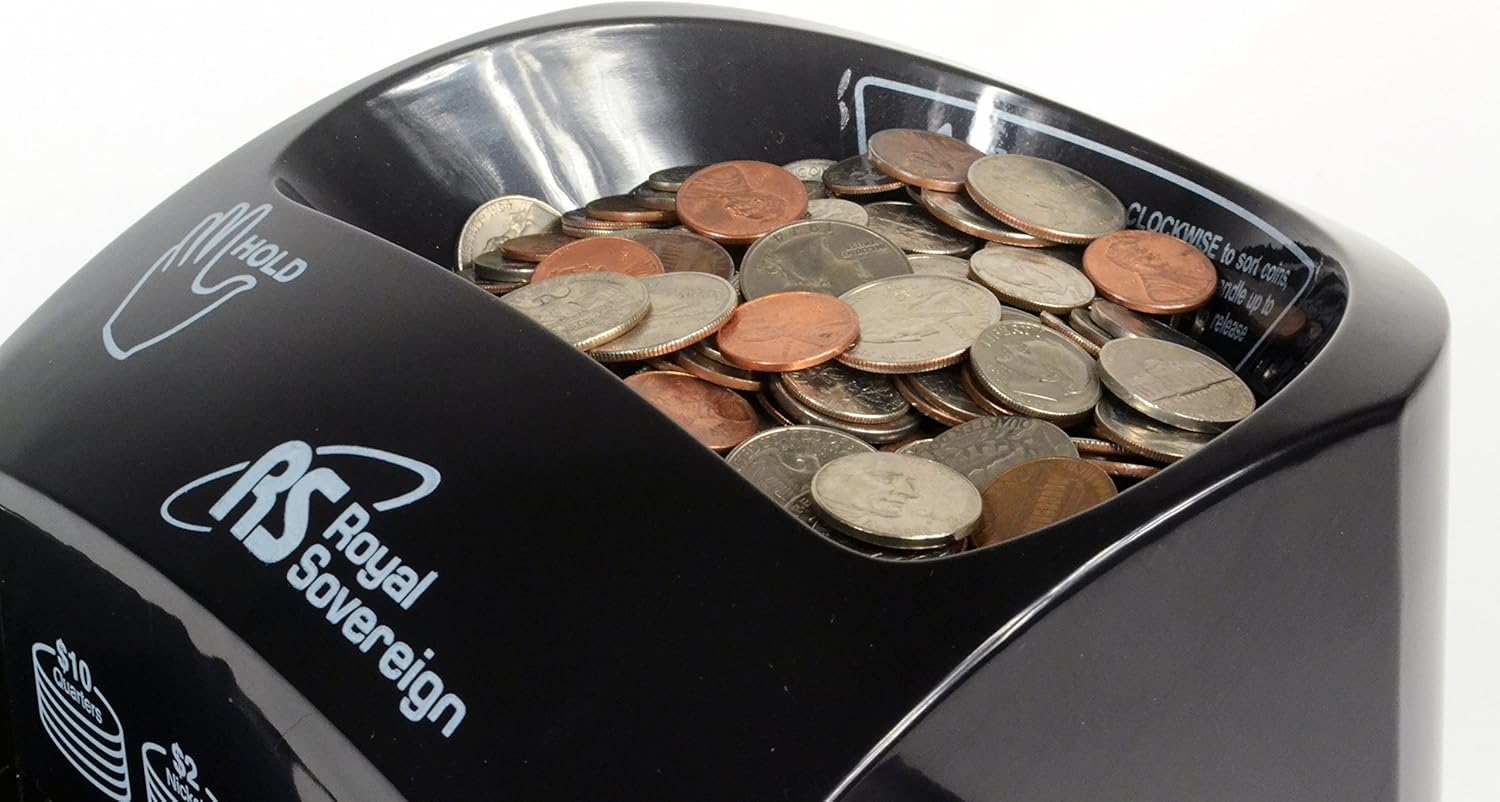 Royal Sovereign 1 Row ECO-Friendly Manual Hand Crank Coin Sorter (QS-1), Single, Black : Coin Sorters And Counters : Office Products