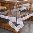 Clear Vinyl Table Cover With White Lace Trim - 60x84 Inch Waterproof Plastic Tablecloth Protector
