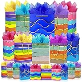MUMULULU 20 Pack Gift Bags Assorted Sizes and Designs Gift Bags with Handle and Tissue Paper for Birthday Party Baby Shower Wedding Holiday Presents