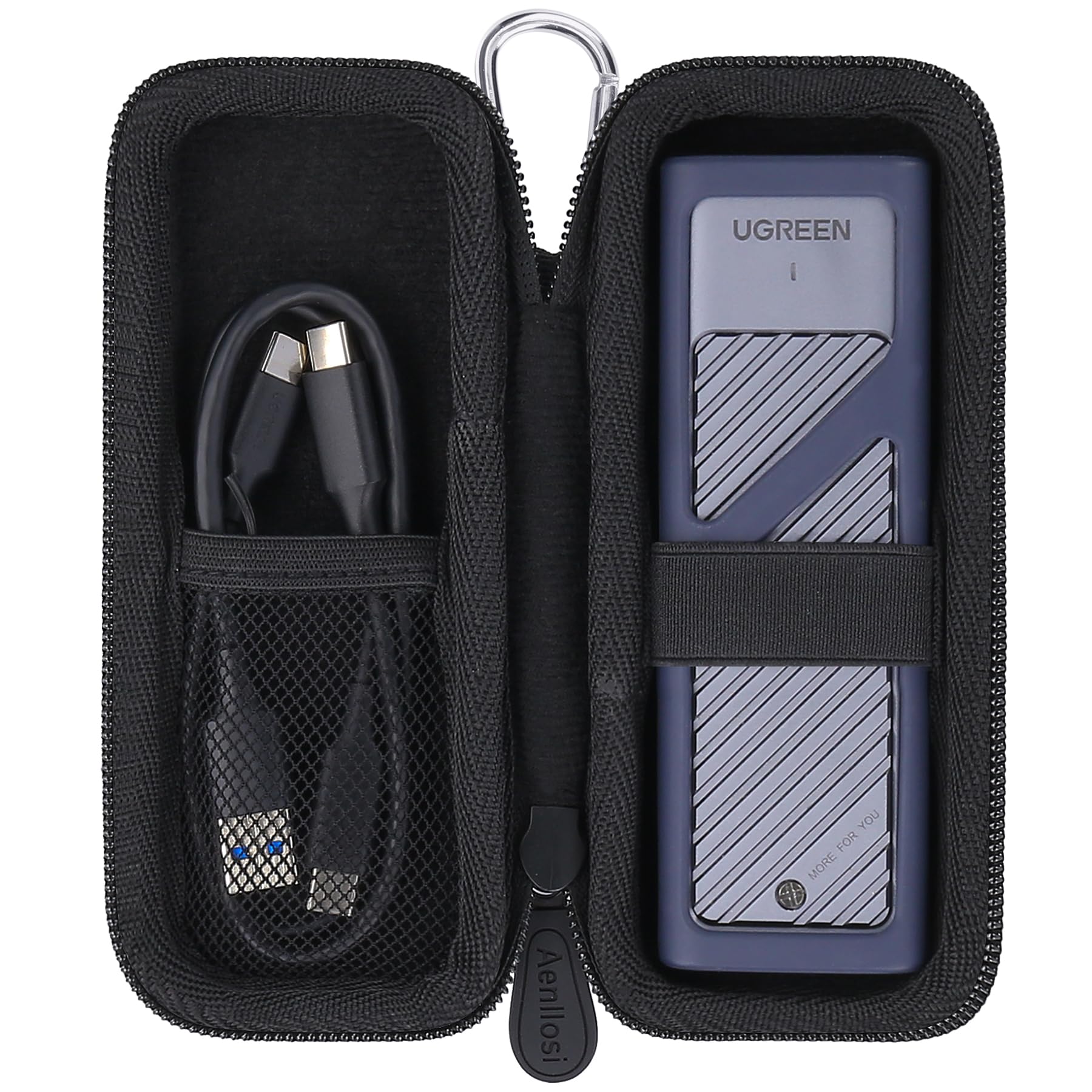 Aenllosi Hard Case Compatible with UGREEN M.2 NVMe SSD Enclosure,Mesh Bag Holds for USB Cable(Case Only)
