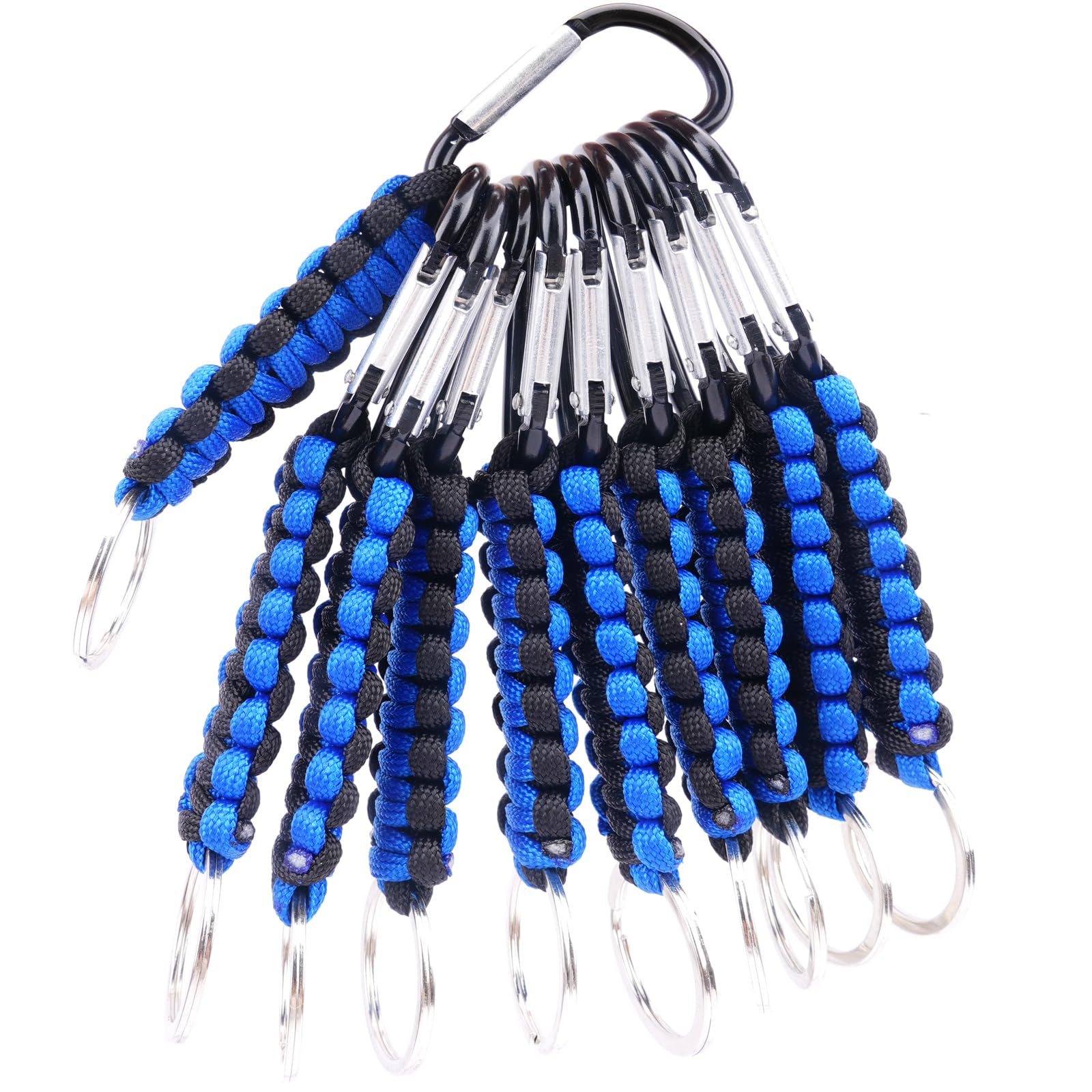 Luzoybo 10PCS Paracode Keychain with Carabiner Clips for Keys Backpack, Men, Women Camping, Hiking, Fishing (Blue)