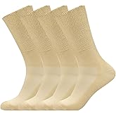 Busy Socks Non-Binding Top Diabetic Socks for Men Women, Thin Soft Crew Mid Calf Socks with Seamless Toe