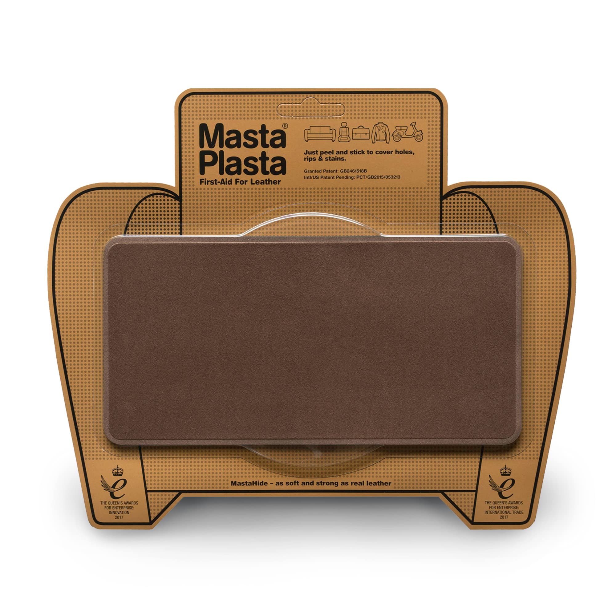 MastaPlasta Premium Suede & Velvet Repair Patch - Brown 20cm x 10cm (8in x 4in). Self-Adhesive Suede Leather Scratch & Tear Kit, Velvet Upholstery Patches for Sofas, Car Interiors, Bags, Shoes & More