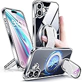 Shields Up for iPhone 16 Case with Stand, 16 Phone Case Clear with Ring Holder & Phone Grip [Compatible with MagSafe] Shockproof Protective Cover for iPhone 16 6.1 inch, Clear