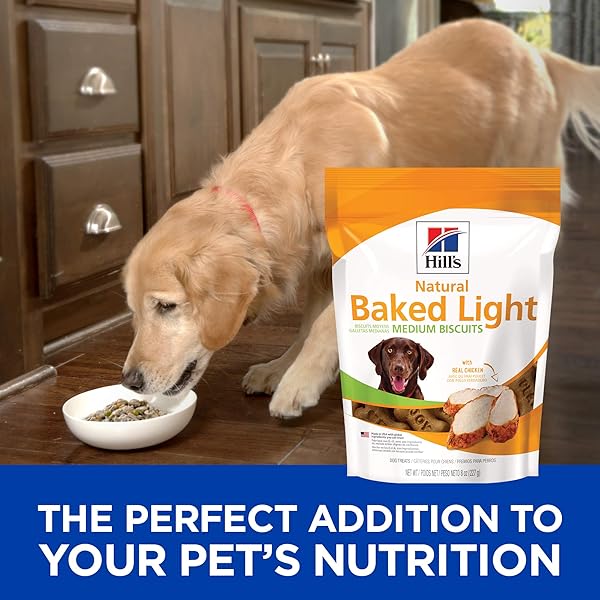 HILL’S NATURAL BAKED LIGHT BISCUITS, ALL LIFE STAGES, GREAT TASTE, DOG TREATS, CHICKEN, 8 OZ BAG