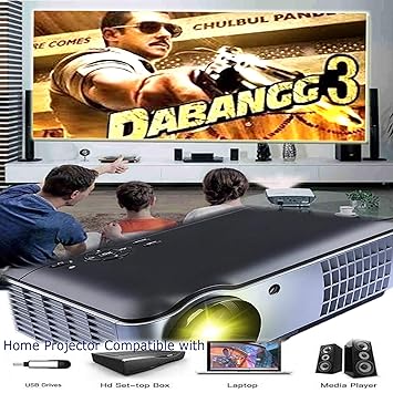 BOSS S8 3D LED Full HD 5500 Lumens Portable Projector Support HDMI/VGA/TV/IR