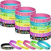 60 Pcs Glow in The Dark Bracelets Neon Party Favors Wristband Silicone Bracelets for Glow in The Dark Carnival Wedding New Years Party Favors Supplies