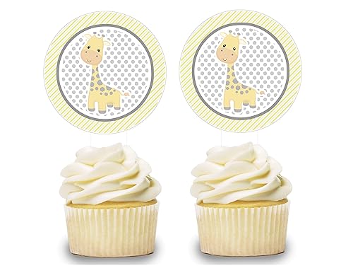 Amazon Com Gender Neutral Giraffe Cupcake Toppers 12 Pcs Cake