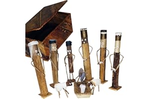 STONEAGE ARTS Celebrate The Peace and Glory of The Nativity Handmade by African Artisans Corn Banana Fiber Meticulously Boxed Set Ready to Display and A Stable Scene Set Inside a Gourd (Boxset)